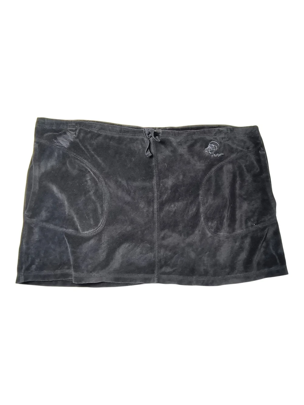 Patagonia Y2K 90's Black Velour Drawstring Mini Skirt w/ Pockets